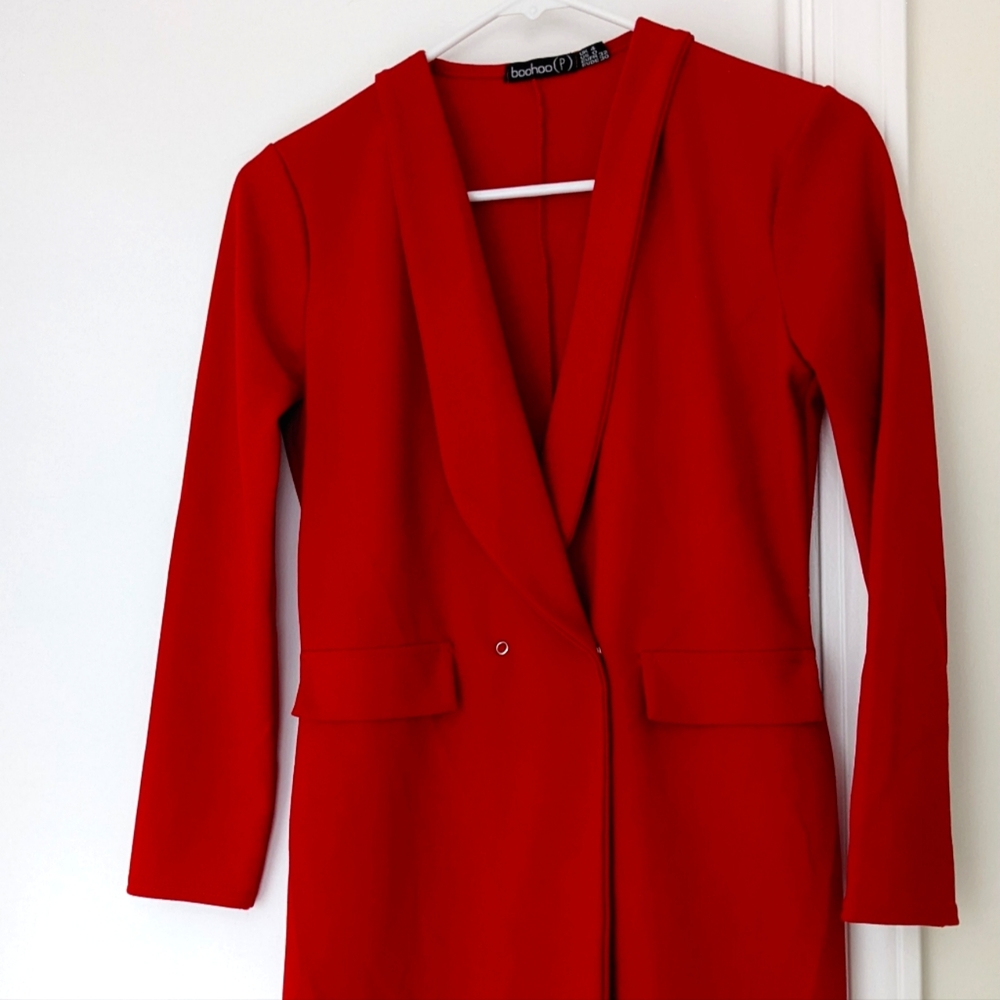 Red Blazer Dress by Boohoo Fits US 2/4